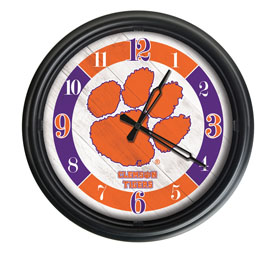 Clemson Indoor/Outdoor LED Wall Clock by Holland Bar Stool Co., ODClk14BK-08Clmson
