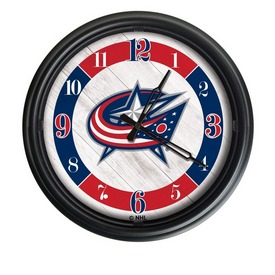 Columbus Blue Jackets Indoor/Outdoor LED Wall Clock by Holland Bar Stool Co., ODClk14BK-08ColBlu