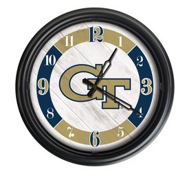 Georgia Tech Indoor/Outdoor LED Wall Clock by Holland Bar Stool Co., ODClk14BK-08GATech