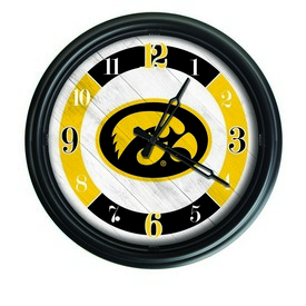University of Iowa Indoor/Outdoor LED Wall Clock by Holland Bar Stool Co., ODClk14BK-08IowaUn