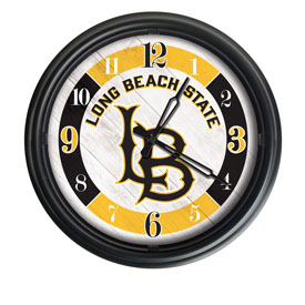 Long Beach State University Indoor/Outdoor LED Wall Clock by Holland Bar Stool Co., ODClk14BK-08LBStUn