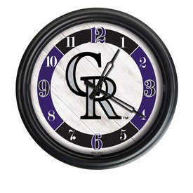 Colorado Rockies Indoor/Outdoor LED Wall Clock, ODClk14BK-08MLBCol