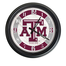 Texas A&M Indoor/Outdoor LED Wall Clock by Holland Bar Stool Co., ODClk14BK-08TexA-M