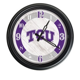 Texas Christian University Indoor/Outdoor LED Wall Clock by Holland Bar Stool Co., ODClk14BK-08TexChr