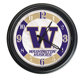 University of Washington Indoor/Outdoor LED Wall Clock by Holland Bar Stool Co., ODClk14BK-08WashUn