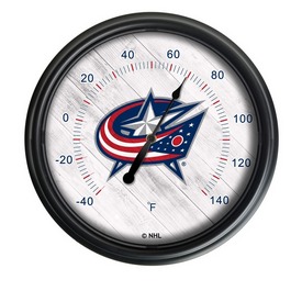 Columbus Blue Jackets Indoor/Outdoor LED Thermometer by Holland Bar Stool Company, ODThrm14BK-08ColBlu