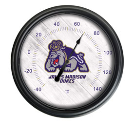 James Madison University Indoor/Outdoor LED Thermometer by Holland Bar Stool Company, ODThrm14BK-08JmsMad