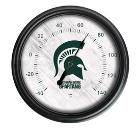Michigan State University Indoor/Outdoor LED Thermometer by Holland Bar Stool Company, ODThrm14BK-08MichSt