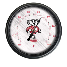 University of Wisconsin Indoor/Outdoor LED Thermometer by Holland Bar Stool Company, AGS-ODThrm14BK-08WI-Bdg University of Wisconsin Indoor/Outdoor LED Thermometer by Holland Bar Stool Company, AGS-ODThrm14BK-08WI-Bdg