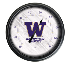 University of Washington Indoor/Outdoor LED Thermometer by Holland Bar Stool Company, ODThrm14BK-08WashUn