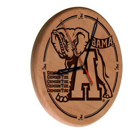 Alabama Laser Engraved Wood Clock by the Holland Bar Stool Co., WClkLNatAlabma