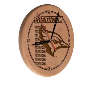 Creighton Laser Engraved Wood Clock by the Holland Bar Stool Co., WClkLNatCrghtn