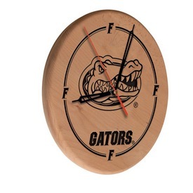 Florida Laser Engraved Wood Clock by the Holland Bar Stool Co., WClkLNatFlorUn