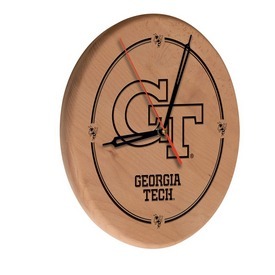 Georgia Tech Laser Engraved Wood Clock by the Holland Bar Stool Co., WClkLNatGATech