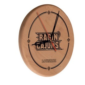 Louisiana-Lafayette Laser Engraved Wood Clock by the Holland Bar Stool Co., WClkLNatLA-Laf