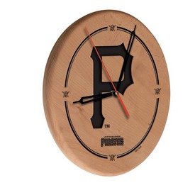 Pittsburgh Pirates 13" Solid Wood Engraved Clock, WClkLNatMLBPit