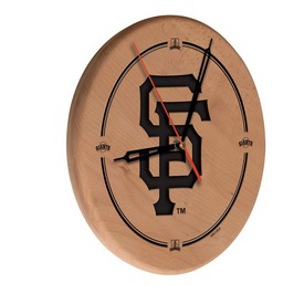 San Francisco Giants 13" Solid Wood Engraved Clock, WClkLNatMLBSFG