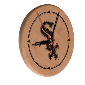 Chicago White Sox 13" Solid Wood Engraved Clock, WClkLNatMLBWSx