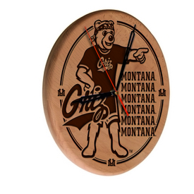 Montana Laser Engraved Wood Clock by the Holland Bar Stool Co., WClkLNatMontUn