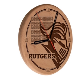 Rutgers Laser Engraved Wood Clock by the Holland Bar Stool Co., WClkLNatRutger