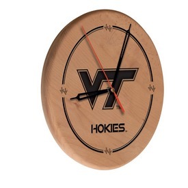 Virginia Tech Laser Engraved Wood Clock by the Holland Bar Stool Co., WClkLNatVATech
