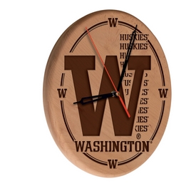 Washington Laser Engraved Wood Clock by the Holland Bar Stool Co., WClkLNatWashUn
