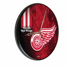 Detroit Red Wings 13" Solid Wood Clock by Holland Bar Stool Co., WClkPBlk03DetRed