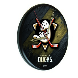 Anaheim Ducks Digitally Printed Wood Clock by the Holland Bar Stool Co., WClkPBlkAnaDks