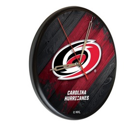 Carolina Hurricanes Digitally Printed Wood Clock by the Holland Bar Stool Co., WClkPBlkCarHur