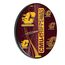 Central Michigan Digitally Printed Wood Clock by the Holland Bar Stool Co., WClkPBlkCenMic