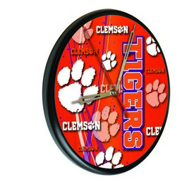 Clemson Digitally Printed Wood Clock by the Holland Bar Stool Co., WClkPBlkClmson
