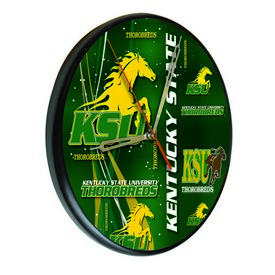 Kentucky State University Digitally Printed Wood Clock by the Holland Bar Stool Co., WClkPBlkKYStUn
