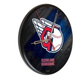 Cleveland Guardians 13" Solid Wood Clock, WClkPBlkMLBCle