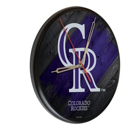 Colorado Rockies 13" Solid Wood Clock, WClkPBlkMLBCol