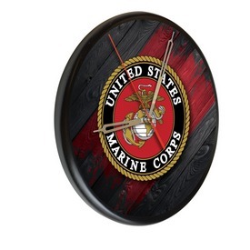 U.S. Marines Digitally Printed Wood Clock by the Holland Bar Stool Co., WClkPBlkMarine