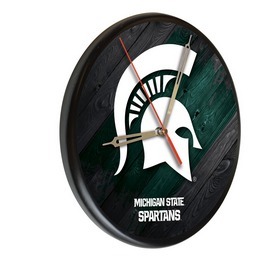 Michigan State Digitally Printed Wood Clock by the Holland Bar Stool Co., WClkPBlkMichSt