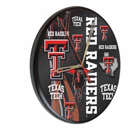 Texas Tech Digitally Printed Wood Clock by the Holland Bar Stool Co., WClkPBlkTXTech