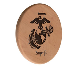 United States Marine Corps (Red/Yellow) 13" Laser Engraved Solid Wood Sign by Holland Bar Stool Company, WSgnLNatMarineRY