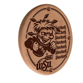 Wichita State Laser Engraved Wood Sign by the Holland Bar Stool Co., WSgnLNatWichSt