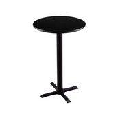 42" Tall Bar Height 211 Table with a Black Wrinkle Finish, 22"x22" X-Style Base and a Reversable (Black or Dark Cherry) Top, AGS-211-2242BW24R