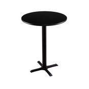 42" Tall Bar Height 211 Table with a Black Wrinkle Finish, 22"x22" X-Style Base and a Reversable (Black or Dark Cherry) Top, AGS-211-2242BW24R