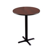 42" Tall Bar Height 211 Table with a Black Wrinkle Finish, 22"x22" X-Style Base and a Reversable (Black or Dark Cherry) Top, AGS-211-2242BW24R