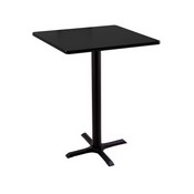 36" Tall Counter Height 211 Table with a Black Wrinkle Finish, 22"x22" X-Style Base and a Square Reversable (Black or Dark Cherry) Top, AGS-211-2236BW30SQ