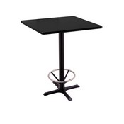 36" Tall Counter Height 211 Table with a Black Wrinkle Finish, 22"x22" X-Style Base and a Square Reversable (Black or Dark Cherry) Top, AGS-211-2236BW30SQ