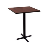 36" Tall Counter Height 211 Table with a Black Wrinkle Finish, 22"x22" X-Style Base and a Square Reversable (Black or Dark Cherry) Top, AGS-211-2236BW30SQ