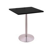 36" Tall Counter Height 214 Table with a Stainless Finish, 22" Diameter Round Footed Base and a Square Reversable (Black or Dark Cherry) Top, AGS-214-2236SS30SQ