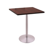36" Tall Counter Height 214 Table with a Stainless Finish, 22" Diameter Round Footed Base and a Square Reversable (Black or Dark Cherry) Top, AGS-214-2236SS30SQ