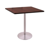 36" Tall Counter Height 214 Table with a Stainless Finish, 22" Diameter Round Footed Base and a Square Reversable (Black or Dark Cherry) Top, AGS-214-2236SS30SQ