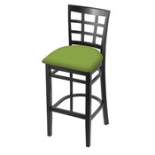 3130 Stool with Black Finish and Canter Kiwi Green Seat, AGS-313025Blk009