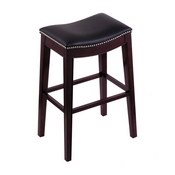 3210 Lynn - Saddle Style Stool in Espresso Frame Finish and Black Vinyl Upholstery, AGS-321025ESBlkVinyl